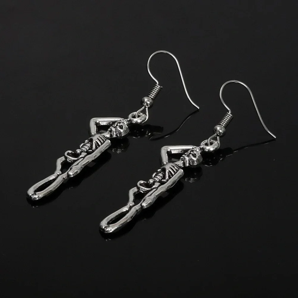 Silver Hanging Skeleton Earrings